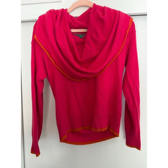 MICHAEL STARS HOT PINK ORANGE ACCENT COWL NECK SWEATER ONE SIZE WOMEN - Picture 1 of 4